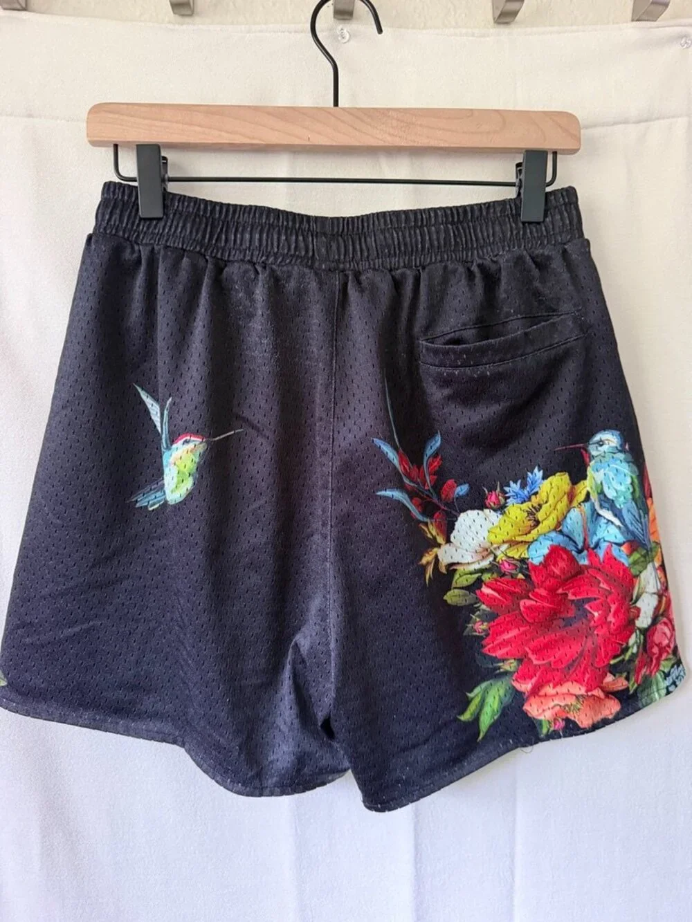 YoungLA 133 Hummingbird Black Mesh Gym Shorts Medium